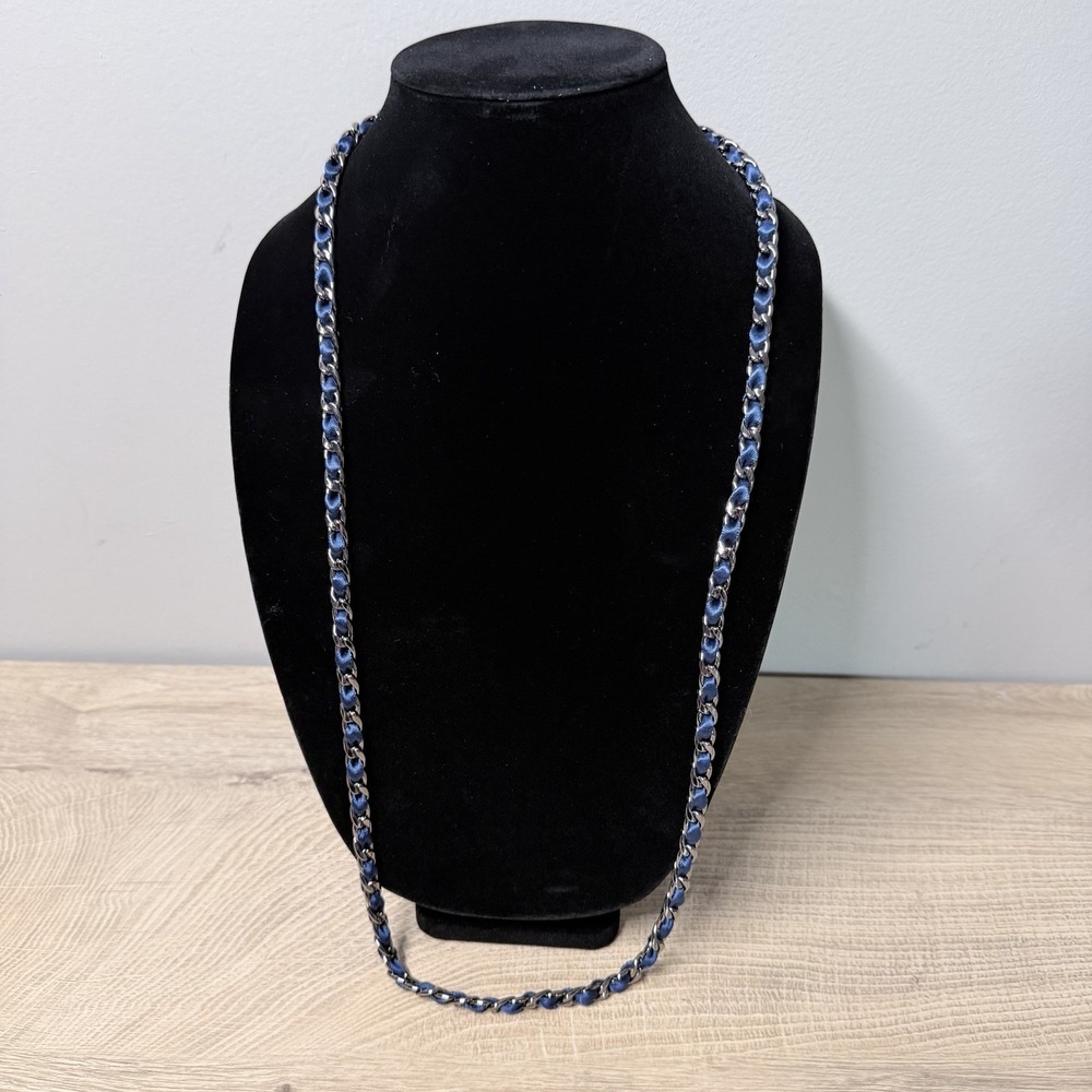 Lia Sophia Blue Chain Necklace Y2K Glam Retro Preppy Coastal Grandmillennial